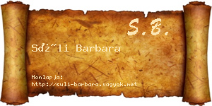 Süli Barbara névjegykártya