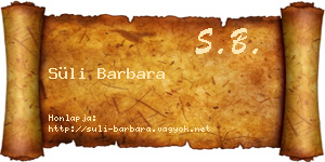 Süli Barbara névjegykártya